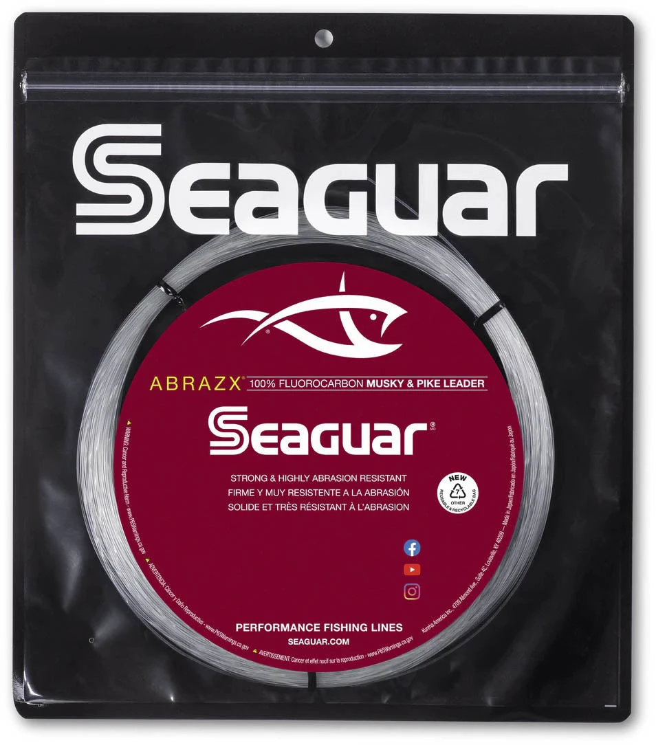 Seaguar AbrazX Fluorocarbon Musky/Pike Fishing Leader Coil 25 Yards 3 Seaguar AbrazX Fluorocarbon Musky/Pike Fishing Leader Coil 25 Yards